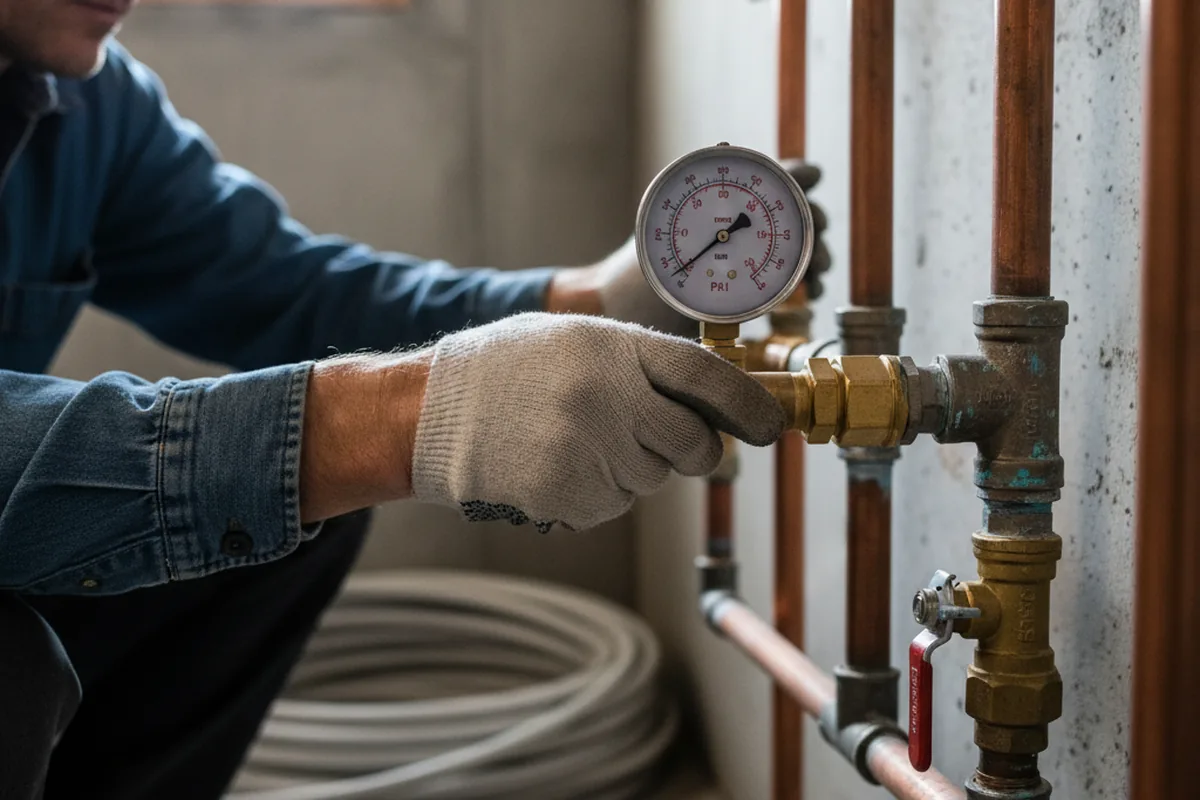 Pressure testing a repaired line during Water Line Repair in Weaver