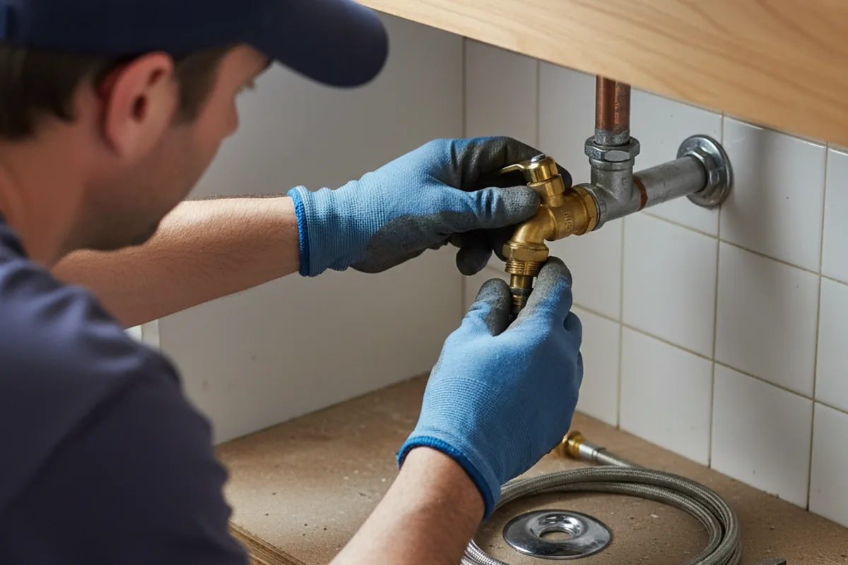 Shutoff valve and fitting work during Burst Pipe Repair in Weaver